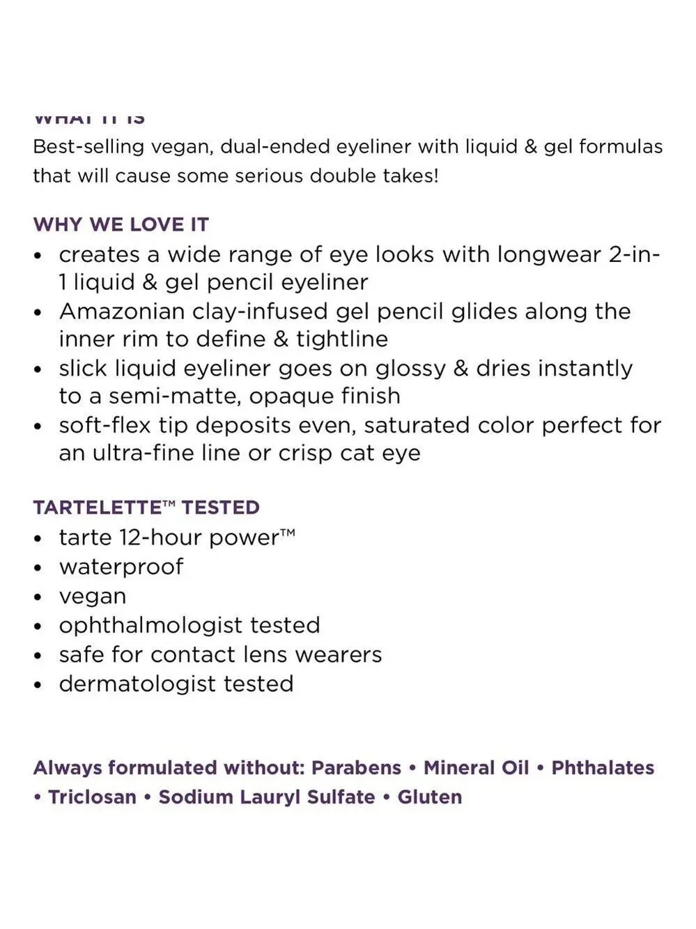 Tarte Double Take Eyeliner in Black - Dual Ended Full Size